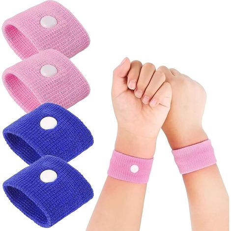 paires de bracelets anti-nausées, bracelets de mouvement, soulagement naturel des nausées pour enfants et adultes, en voiture, en bateau, nausées matinales, grossesse (rose + bleu) (1/5)
