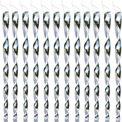 12Pcs Bird Répulsif réfléchissants Vent Spirale Anti-Pigeons Oiseaux Oiseau Scare Rod Spiral Reflective décoration pour Balcon et Jardin Insectes pour Protéger Vos Fleurs et Jardin (Argent) (1/5)