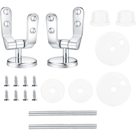 Charnière de rechange en alliage de zinc avec fixations et pièces de réparation, pour la plupart des toilettes en bois - Résine - Abattant de WC en MDF (1/5)