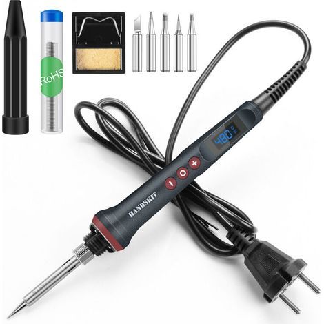 Hochleistungs-Lötkolben mit 90 W, LCD-Digitalanzeige, 220 V, einstellbarer Temperatur, 4-adriger Lötanschluss (1/5)