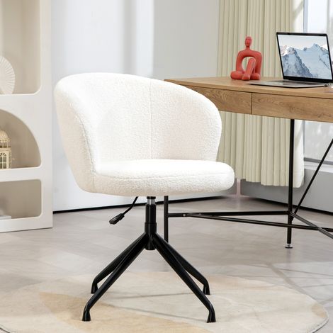 Chaise de bureau ergonomique siège pivotant hauteur réglable capacité 120 kg revêtement tissu bouclette blanc (1/5)