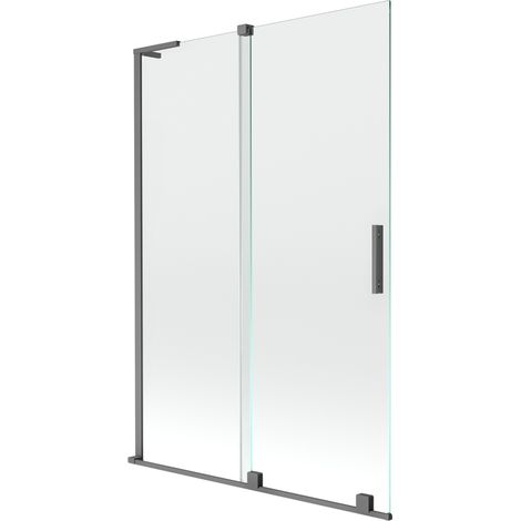 Mexen Velar L paroi de baignoire coulissante à 2 volets 120 x 150 cm, transparent, métal gun - 896-120-003-01-95 (1/2)
