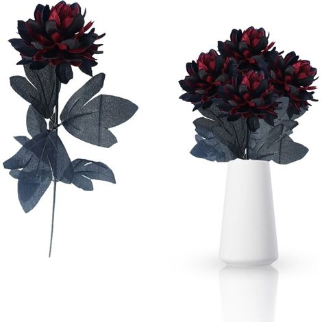Flores artificiales largas, ramo realista de 38 cm, ideal para decoraciones góticas de San Valentín, bodas góticas y decoración del hogar con temática oscura.
