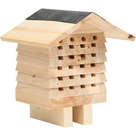 Hotel para abejas de madera maciza de abeto 22x20x20 cm vidaXL