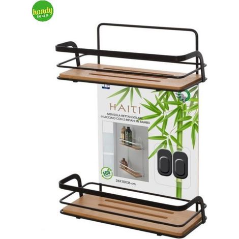 Mensola 2 ripiani Feridras nero/bamboo (1/3)