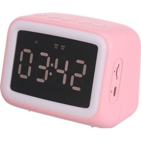 pair Réveil Radio Miroir Rose AEC BT511 - Haut-parleur Bluetooth Stéréo FM - Fonction Température