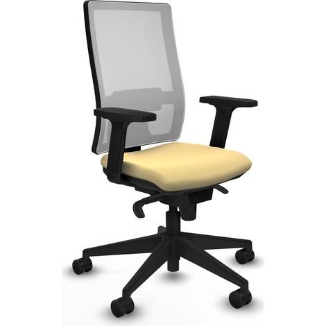 Horna sincro malla blanca similpiel crema brazos 2D base piramidal  ruedas 65mm nailon (1/5)