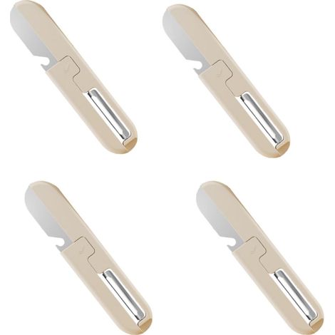 Pelador de frutas 2 en 1 para cocina, antideslizante y plegable, rebanador pequeño y compacto para frutas, verduras y pepinos (4 piezas) (1/5)