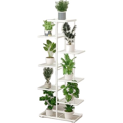 Soporte para plantas, 5 niveles, estructura metálica, 8 niveles - Blanco (1/2)