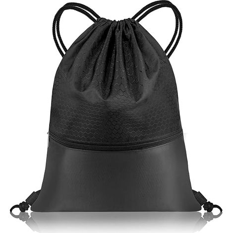 Sac de natation étanche à cordon de serrage, sac de sport, sac de gym avec fermeture éclair et cordelette de natation pour l'école, le sport, la plage, les vacances et les voyages. (1/5)