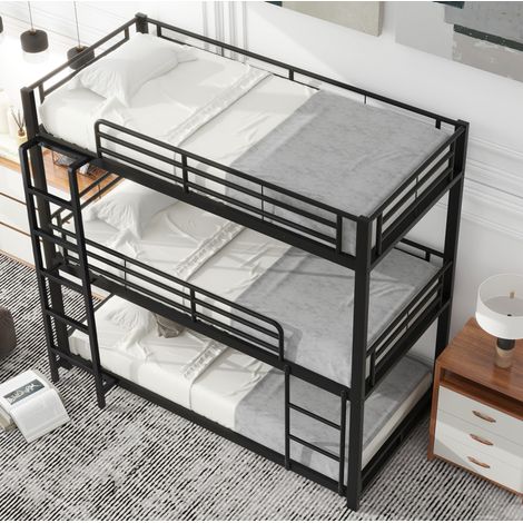 Etagenbett 90x200 cm Mit Gestell Aus Schwarzem Metall (1/5)