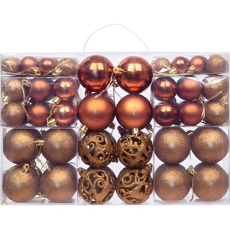 Ensemble de 100 décorations de Noël - Ornements pour sapin - Boules de Noël - Décorations intérieures/extérieures - Motifs orange assortis (1/4)