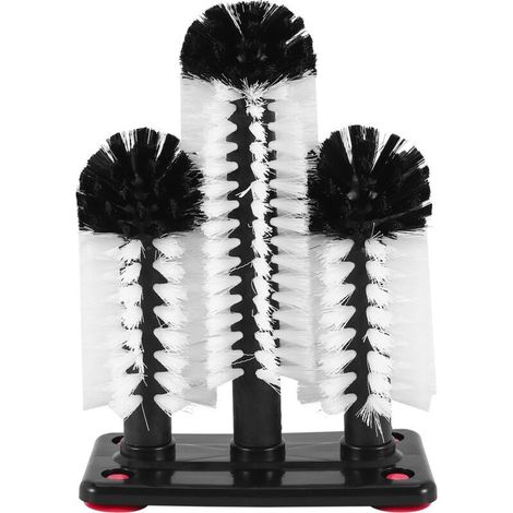 Laveur De Verre 3 Brosse Brosses À Laver En Avec Base D'Aspiration Nettoyant Bar Pour Bar, Cuisines, Verres Vin Rouge, Tasse (1/4)