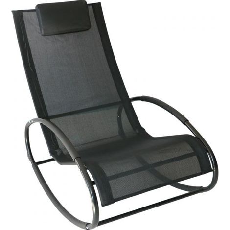 EASYCOMFORT Sdraio da Giardino Zero Gravity, Sedia a Dondolo con Cuscino e Tessuto Traspirante, 105x62x88cm, Nera