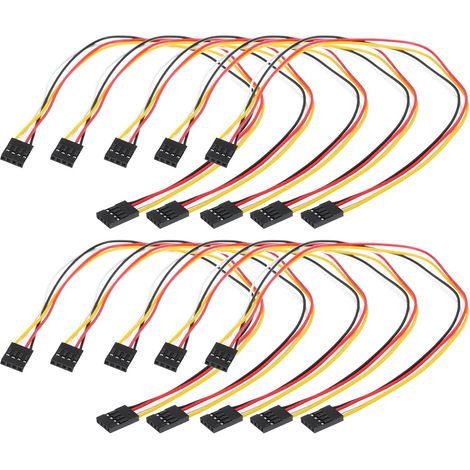 Female to Female 4Pin Breadboard Jumper Wire 2.54mm Pitch Single Row Ribbon Cable 30cm Long Breadboard Ribbon Cables for Breadboard Electronic Projects Pack of 10,Multicolored (1/5)