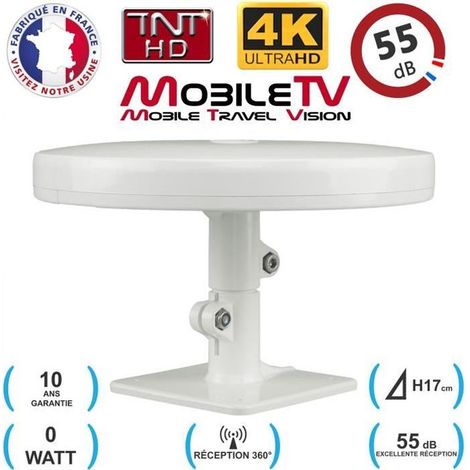 Antenne TV TNT HD 4K Omnidirectionnelle 55dB Camping car / caravane / camion / fourgon / bateau OMNI PRO PLUS - GARANTIE 10 ANS