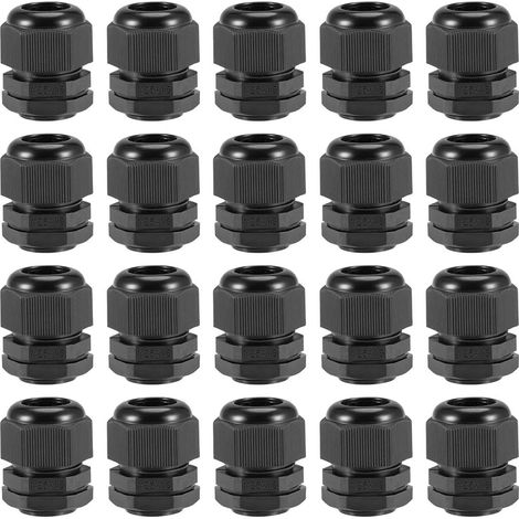 M25x1.5 Presse-étoupe 12mm-15mm Fil Trou Imperméable Nylon Joint Réglable Contre-écrou avec Rondelle Noir 20Pcs (1/5)