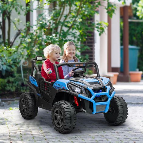 Macchina Elettrica per Bambini 24V a 2 Posti con Telecomando e 3 Velocità, Età 3-8 Anni, Blu
