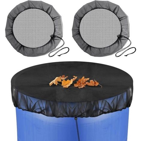 2 Pcs Filet pour Citerne de Pluie, Ø 80 cm Housse pour Tonneau de Pluie Ronde avec Cordon de Serrage Filet Recuperateur Eau (1/5)