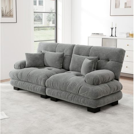 sofá modular de chenilla gris para salón en 3 paquetes HAVRYA (1/5)