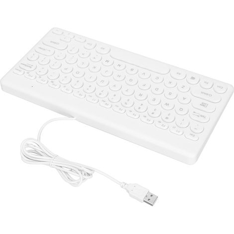 Clavier USB filaire 78 touches, design ergonomique, économie d'énergie, touches rondes, résistant à l'usure, durable et stable, petit format, blanc