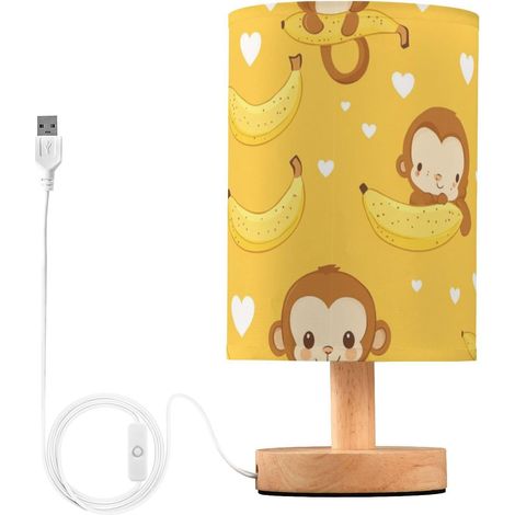 Kcldeci Lampe de chevet jaune singe mignon pour chambre à (1/5)