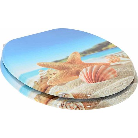 Siège de toilette à fermeture douce Coquillage de mer