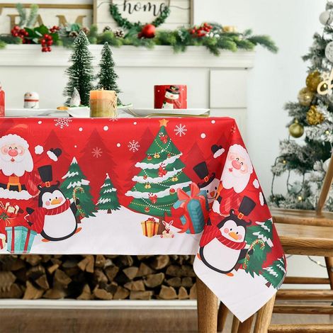 Weihnachts-Tischdecke 140x180cm abwaschbar mit Weihnachtsmotiv