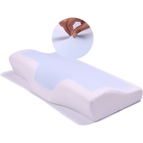 Oreiller cervical rafraîchissant en gel orthopédique pour le cou, housse blanche, soutien ergonomique, taille 50x30 cm, coussin de sommeil anti-douleur, 1 pièce. (1/4)