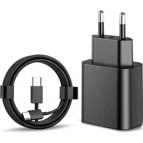 Chargeur rapide 45 W compatible avec Samsung USB-C + câble USB-C de 1 m, noir (1 unité) (1/5)