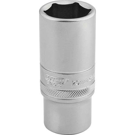 Draper 20mm Deep Socket 3/8 Inch Drive, Micro Satin Chrome Finish, Metric Size, Part Number 16587 (1/5)