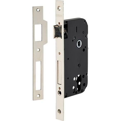 Boîtier de serrure encastrable à cylindre pour porte d'entrée – Axe 50mm – Bouts carrés – Finition nickelée – Verrouillage efficace (1/2)