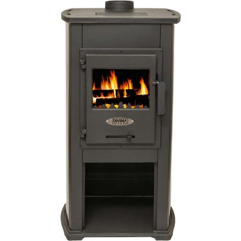 Stufa a Legna Katerina in Ghisa Bordeaux 8,45 kW - 47x40x94 cm (1/4)
