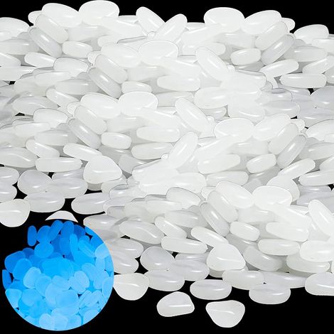400 Pièces Pierres Lumineuses, Blanc Galets Lumineux Cailloux, Cailloux Aquarium, Pierres Fluorescentes pour Jardin, Aquarium, Allées, Décoration Extérieure et Chambre d'Enfant (1/5)