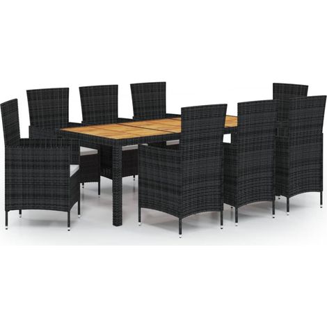 Maison Exclusive - 9-tlg. Garten-Essgruppe mit Kissen Poly Rattan