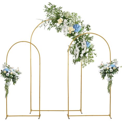 3 Pack 2.8m/6ft/1.5m Gold Metal Arch Stand for Ceremonies Balloon Arch Garden Gazebo (1/5)