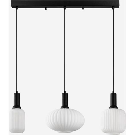 Moderne Pendelleuchte 3-flammig aus Glas Asker Rettangolo - Schwarz (1/5)
