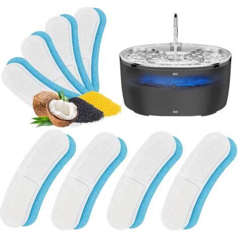 Filter für Katzenbrunnen, 8er-Pack Filter, passend für 3,2-Liter-Brunnen, Dreifachwirkung mit Aktivkohle (1/5)