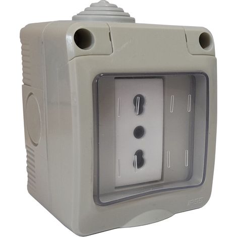 Cassetta esterna a tenuta stagna scatola da muro presa bipasso elettrica IP55 (1/2)