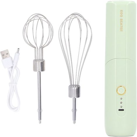 Batteur électrique sans fil pliable 3 vitesses haute vitesse fouet à œufs portable avec 2 têtes vert (1/5)