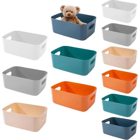 12er Set Aufbewahrungsbox Kunststoff 6 Farben 2 Größen Regale Schrank Organizer (1/5)