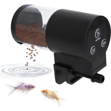 Distributeur Automatique Nourriture Poissons Aquarium,100ml,7 Niveaux Minuterie 12/24h Ultra Silencieux Fonctionne Pile Installation (1/5)