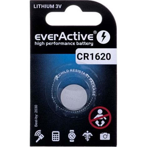 Pile CR1620 - Lithium 3 V - Pour Montres Calculatrices Télécommandes - 1 Pièce