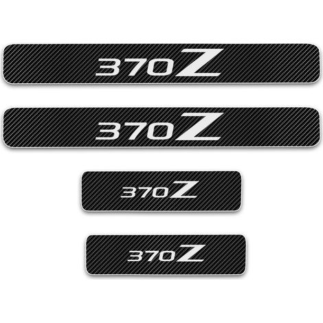 (Noir et bleu,370Z) Protection de seuil de porte pour Nissan Pathfinder,Note,Kicks,370Z,March Autocollant de bienvenue en vinyle imitation fibre de carbone 4D (4 pièces) (1/3)