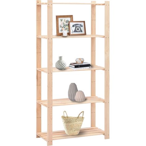 Étagère de stockage 5 niveaux 80x38x170 cm Pin solide 250 kg