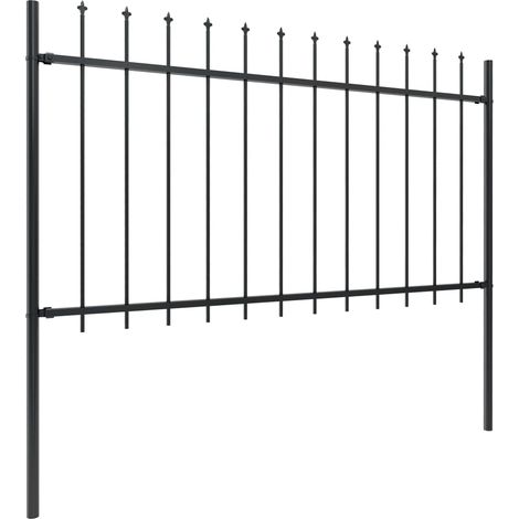 INLIFE Clôture de jardin avec dessus en lance Acier 1,7 x 1 m Noir (1/5)