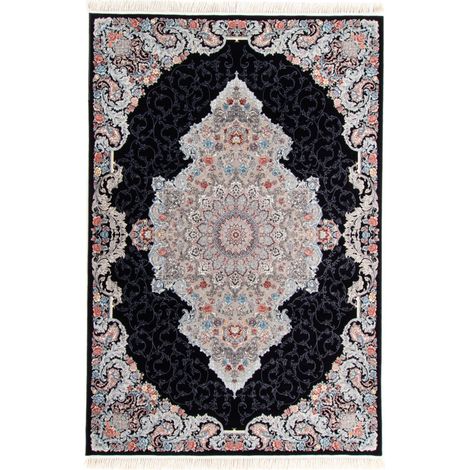 Tapis persan Naahal  - 150x100cm, Rectangular - 100% Acrylique - Tissé - Noir