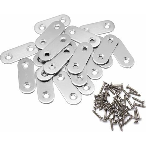 Lot de 20 équerres de fixation en acier inoxydable – Dimensions 36 x 16 mm – 40 vis incluses – Résistantes à la rouille (1/5)