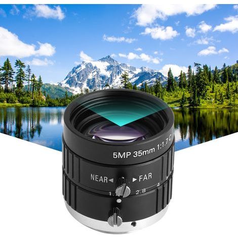 Objectif CCTV 35mm 5MP monture C, diaphragme manuel pour caméra de sécurité 2/3"