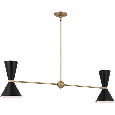 Lampada sospensione lineare Phix 130cm ottone/nero 4xE27 (1/5)